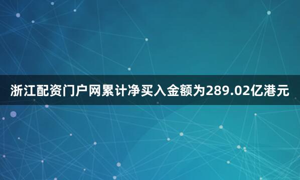 浙江配资门户网累计净买入金额为289.02亿港元